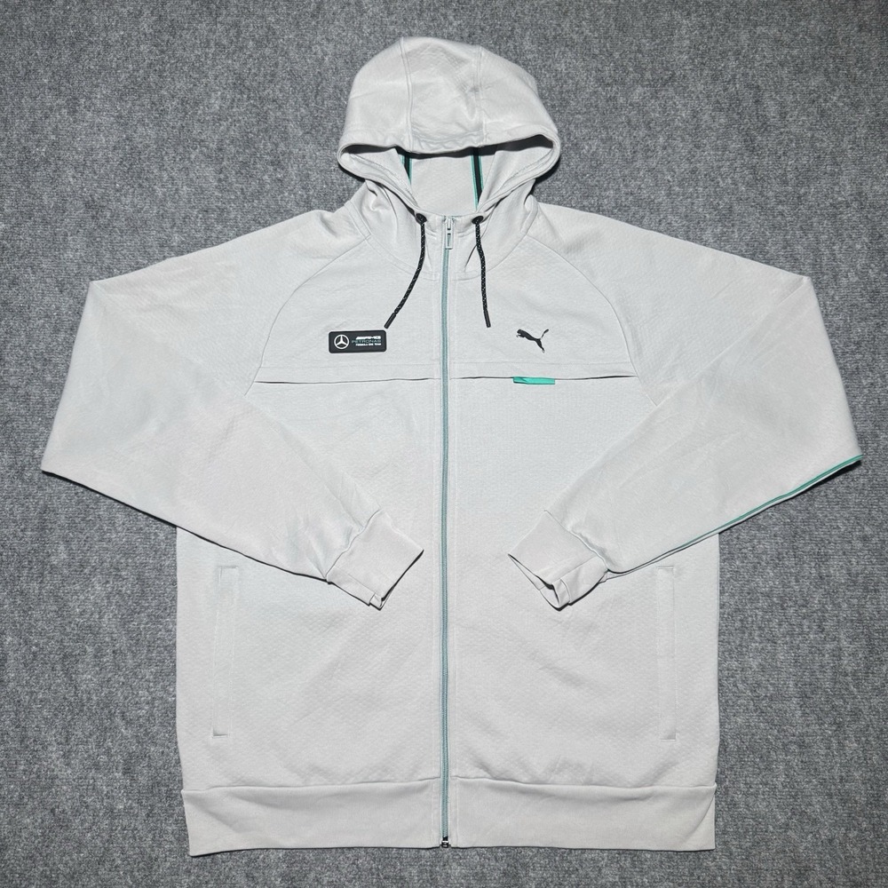 Puma Mercedes AMG Petronas Motorsport Full Zip Hoodie Men XL Medium Grey Racing